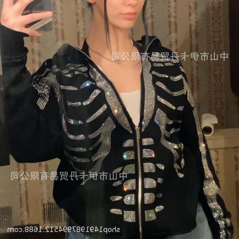 欧美秋冬时尚女装休闲宽松外套上衣烫钻印花长袖连帽万圣节卫衣女,个性定制/设计服务/DIY,连衣裙加工定制,淘宝优惠券,粉丝福利购,淘宝优惠卷