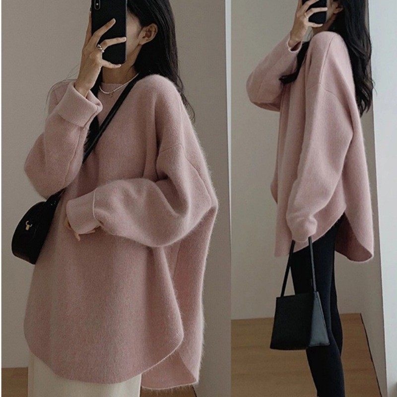 日韩新款慵懒风简约复古针织衫毛衣女秋冬外穿中长款开叉百搭上衣,个性定制/设计服务/DIY,连衣裙加工定制,淘宝优惠券,粉丝福利购,淘宝优惠卷