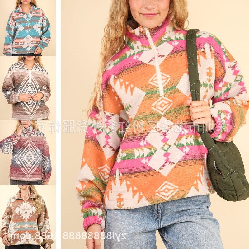 欧美女装秋冬新款女装亚马逊复古花型休闲毛呢套头上衣女,个性定制/设计服务/DIY,连衣裙加工定制,淘宝优惠券,粉丝福利购,淘宝优惠卷