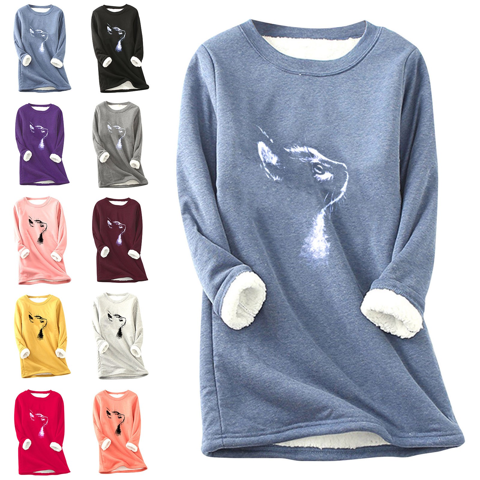 印花毛毛卫衣-猫头