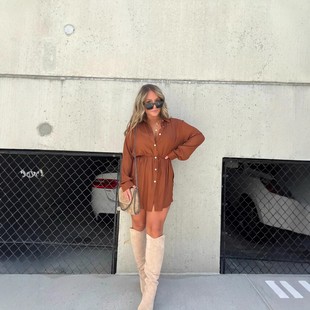 纯色长袖 欧美跨境秋季 独立站速卖通时尚 女装 衬衣连体衣 新品