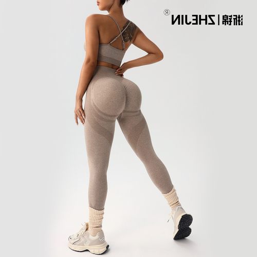 跨境欧美无缝瑜伽套装女吊带健身运动文胸蜜桃臀紧身瑜伽长裤