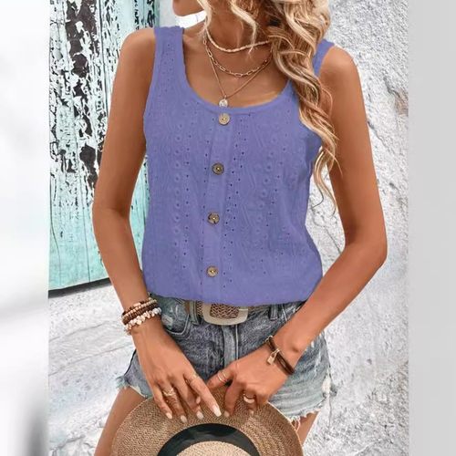 亚马逊独立站欧美跨境外贸夏季新款圆领无袖纯色吊带休闲背心