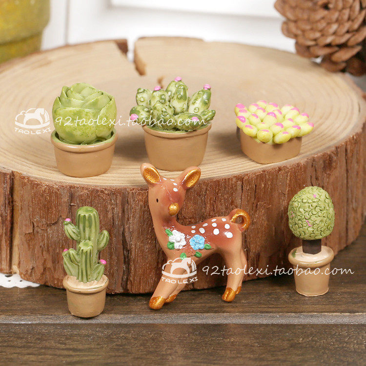【桃乐西】创意小清新森林小鹿多肉植物树脂冰箱贴磁贴磁铁装饰贴