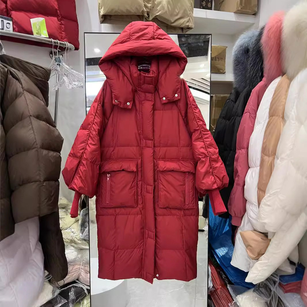 秋冬韩版时尚宽松大码羽绒服女中长款加厚连帽休闲冬装外套