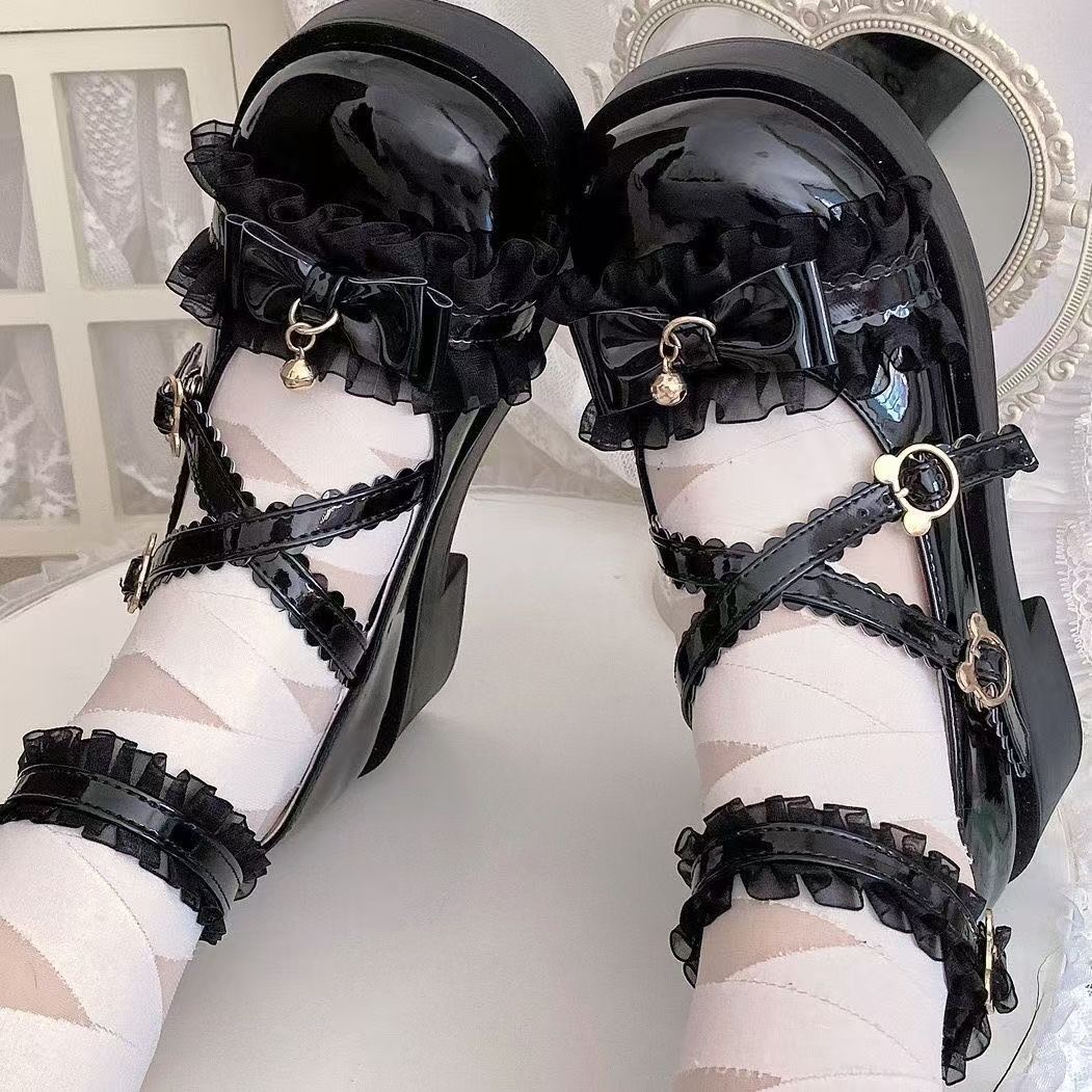 辣妹厚底甜酷jk小皮鞋2025春秋新款朋克lolita鞋蝴蝶结玛丽珍鞋女