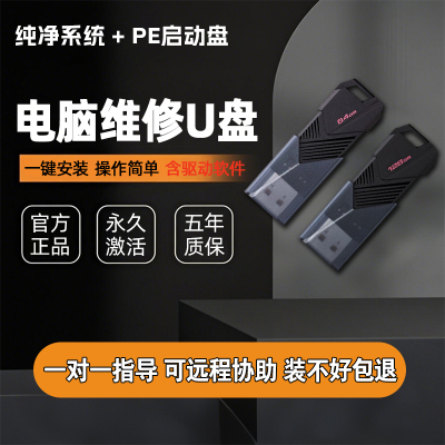 正版系统U盘装机盘XP/Win7/10/11 PE启动盘纯净版带驱动分区工具