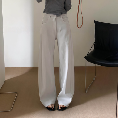春夏四面弹过牛仔裤女阔腿拖地裤