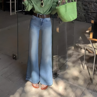 法式高腰显瘦微喇牛子裤女