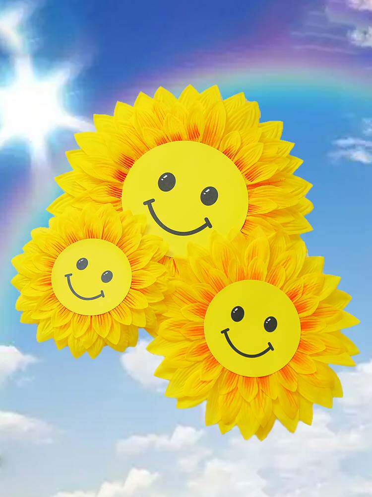 六一儿童节幼儿园向日葵笑脸太阳花手拿花舞蹈用道具花演出仿真花