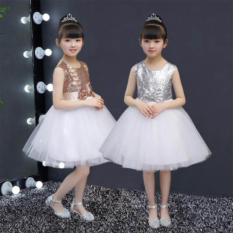 儿童节女孩舞蹈裙小学生毕业诗歌朗诵合唱服男女童亮片演出服礼服
