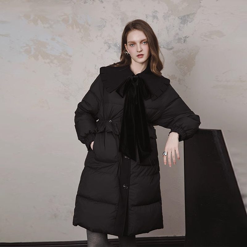 艾薇甜美聚酯纤维中长圆领三标齐