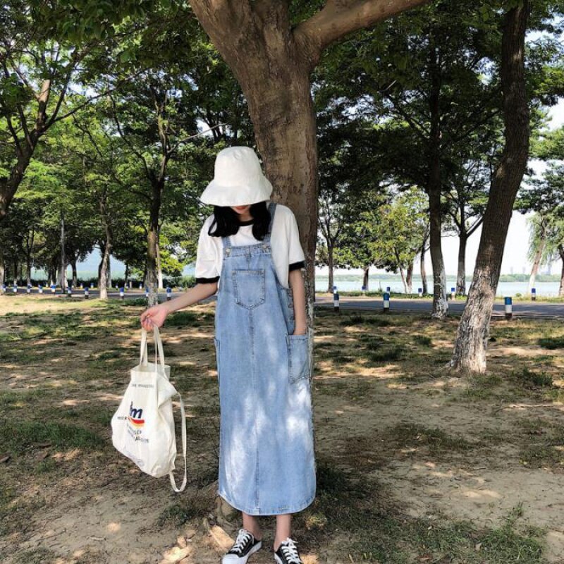 。背带裙女春秋季chic2020韩版宽松百搭学生中长款牛仔吊带连衣裙在类目 模玩/动漫/周边/cos/桌游, Cosplay服饰/道具/服务, Cosplay女装中 - 来自Buy2taobao.com提供专业的淘宝代购服务