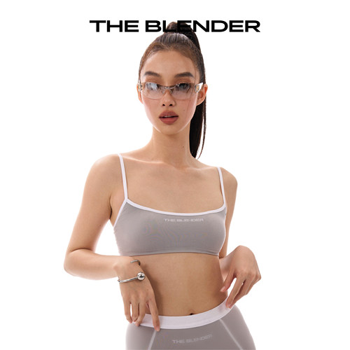 The Blender 撞色Logo复古无缝针织性感运动风内衣女吊带抹胸套装