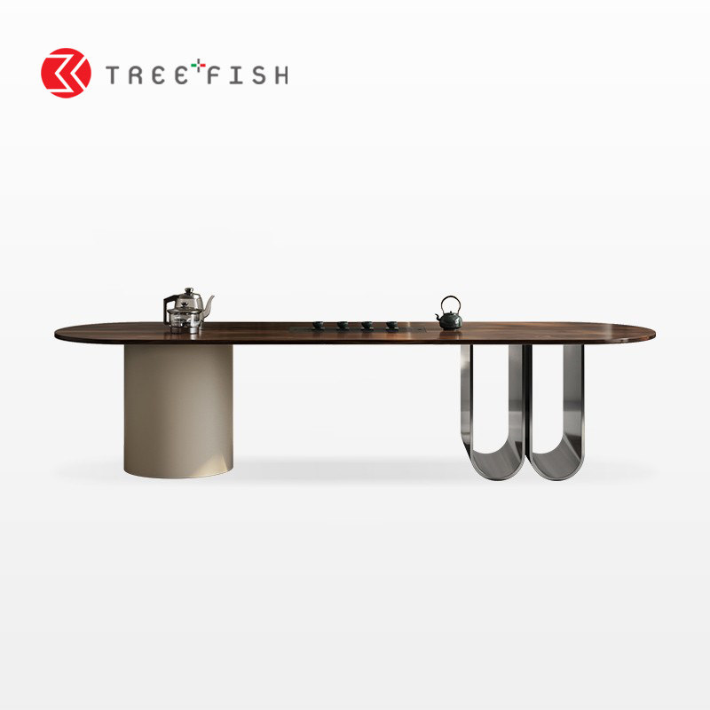 木子鱼意式功夫实木茶桌椅组合办公室胡桃木实木轻奢书桌茶台一体,住宅家具,家用茶台/茶桌,淘宝优惠券,粉丝福利购,淘宝优惠卷