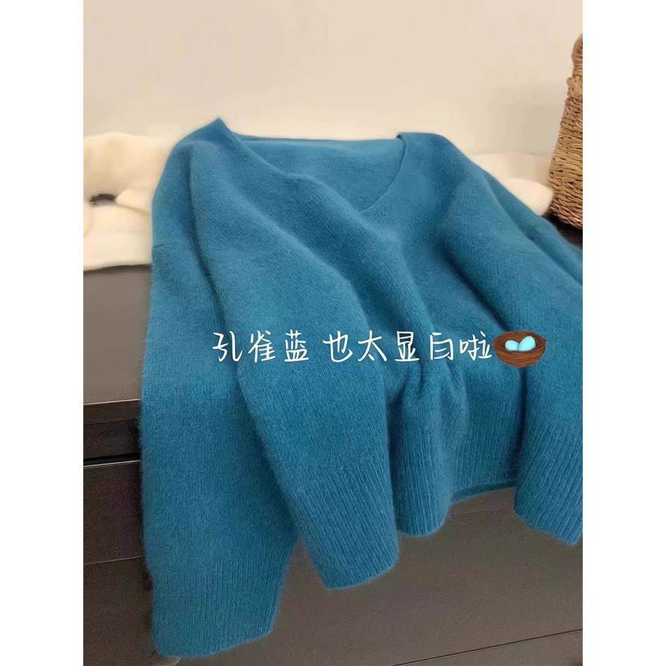 软糯羊绒孔雀蓝色V领毛衣女秋冬新款慵懒宽松显瘦针织衫内搭上衣,女装/女士精品,羊绒衫,淘宝优惠券,粉丝福利购,淘宝优惠卷
