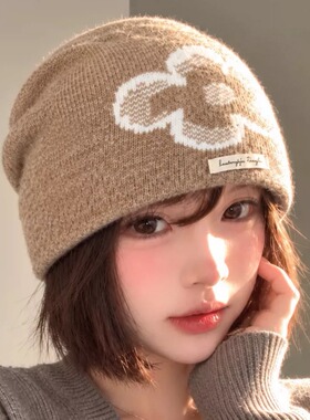 秋冬女保暖针织堆堆帽百搭通勤