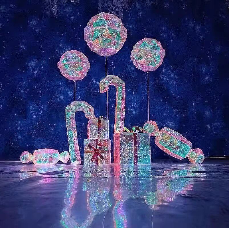 商场橱窗幻彩发光棒棒糖礼盒摆件