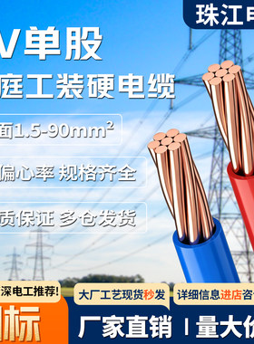 珠江国标单芯铜电缆线100m