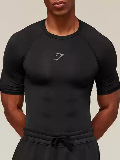European and American Style Shark Slim-Fit Fitness Short-Sleeve Men's Quick-Drying Thin Inner Wear Outdoor Sports Cycling Base T-Shirt
