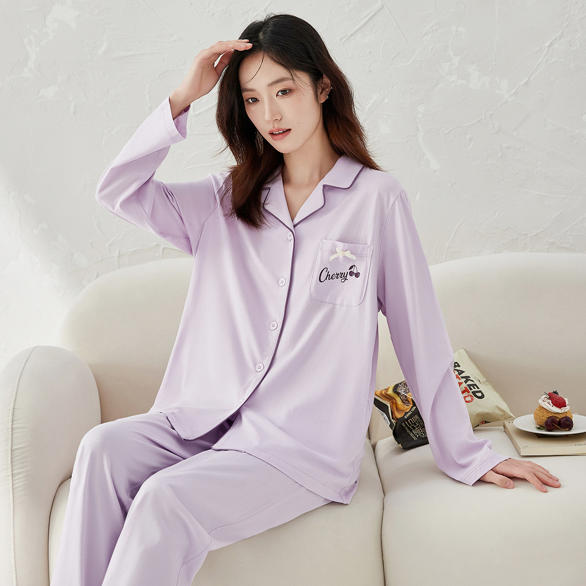 顶瓜瓜女纯棉可外穿家居服套装