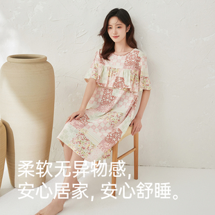 顶瓜瓜顶瓜瓜睡裙女款 春夏季 纯棉短袖 印花可外穿家居服女士宽松款