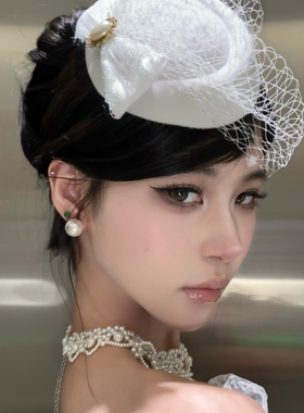 留洋千金法式优雅蕾丝珍珠发夹女