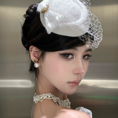 留洋千金法式优雅蕾丝珍珠发夹女