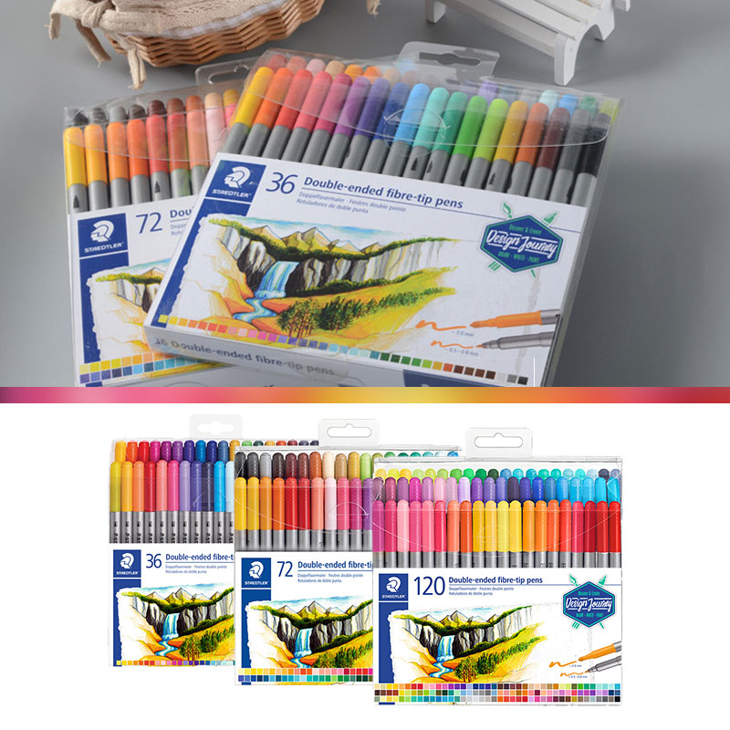 德国STAEDTLER施德楼3200手账涂色可水洗双头水彩笔36色72色120色