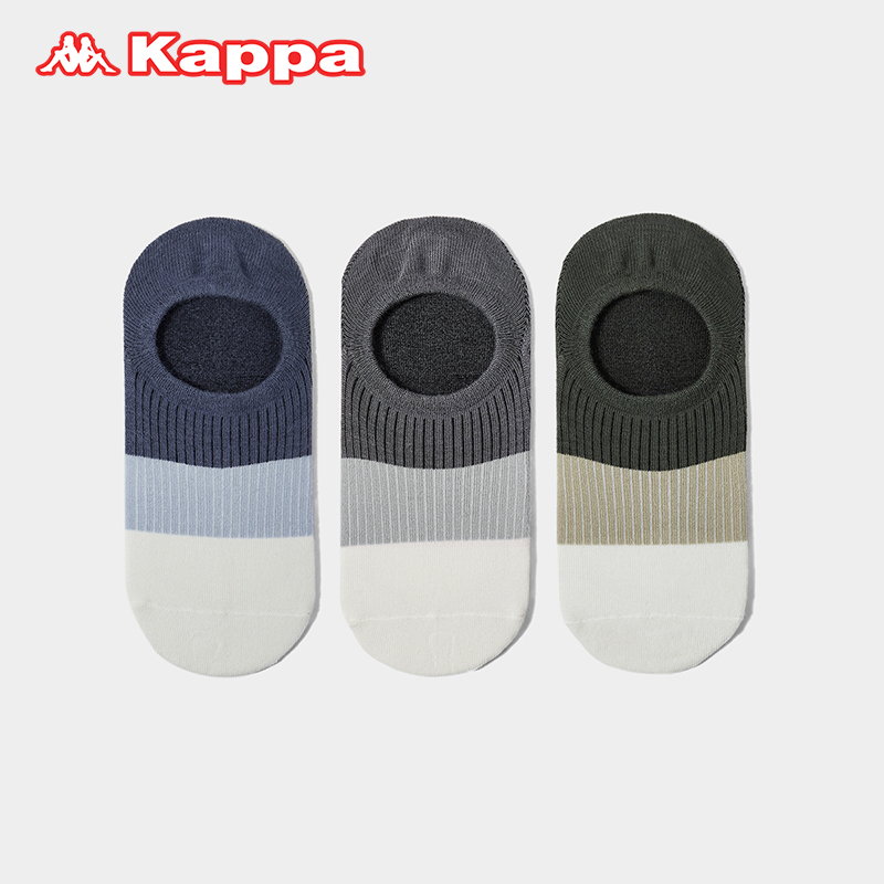 24春夏新品Kappa/卡帕棉质隐形袜船袜男士吸汗短袜简约组合装