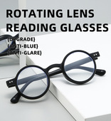 2025新50至400度手动调变焦老花镜男女时尚 圆形复古放大阅读眼镜