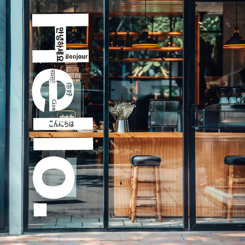 文字语言玻璃门商场橱窗门店贴纸创你好各国语言橱窗装饰玻璃贴