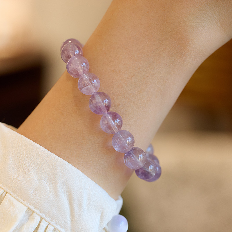 天然10mm薰衣草紫玉晶手串diy天然宝石九紫离火手链闺蜜礼物
