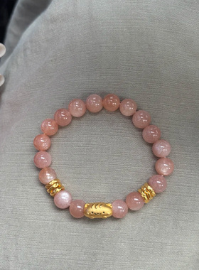 天然太阳石手串女感小猫咪手链轻奢小众设计感招财转运沙金手饰