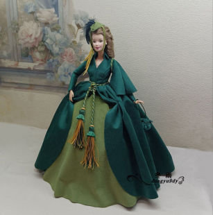 手工布艺DIY材料包六分娃衣乱世佳人斯嘉丽绿裙子窗帘裙