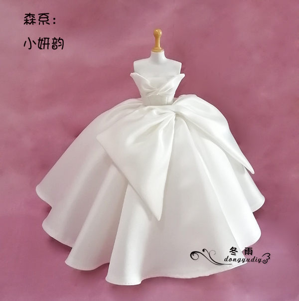 冬雨原创手工布艺diy婚纱摆件礼物材料包六分BJD娃衣套件小妍韵