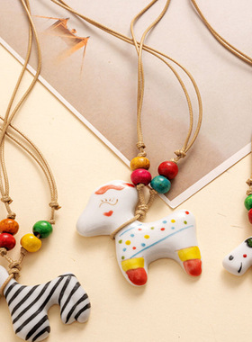 景德镇陶瓷饰品可爱卡通项链毛衣