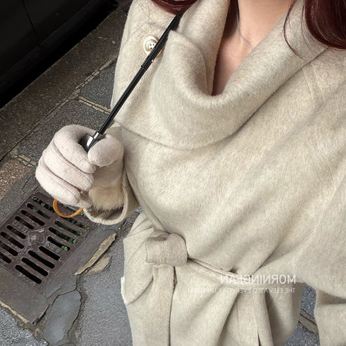 「冬尽安」100绵羊毛气质长款/短款斜领双面呢大衣外套女冬季毛呢