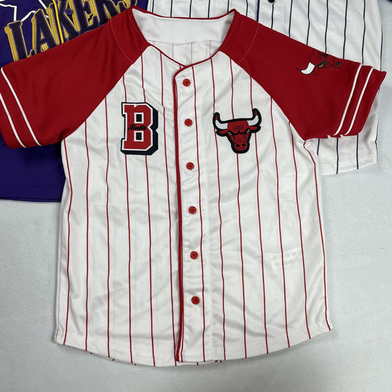 미국 어린이 야구 유니폼 카디건 농구 스타일 자수 스트리트 댄스 공연 힙합 반팔 힙합 탑 트렌디