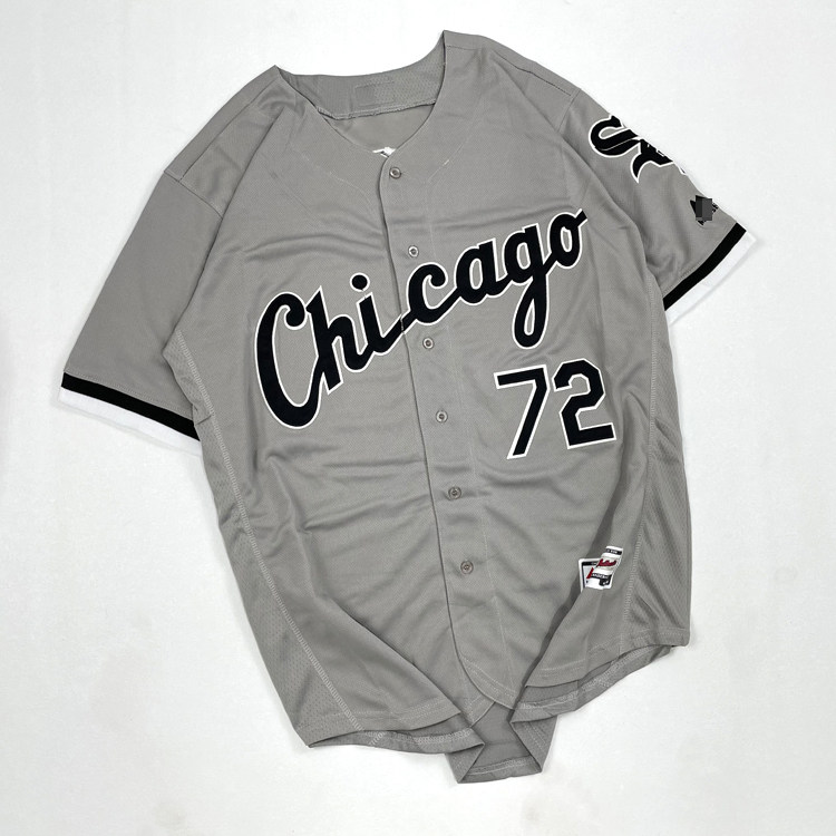 미국 자수 대형 야구 유니폼 시카고 화이트삭스 반팔 가디건 힙합 힙합 저지 중간길이 트렌디