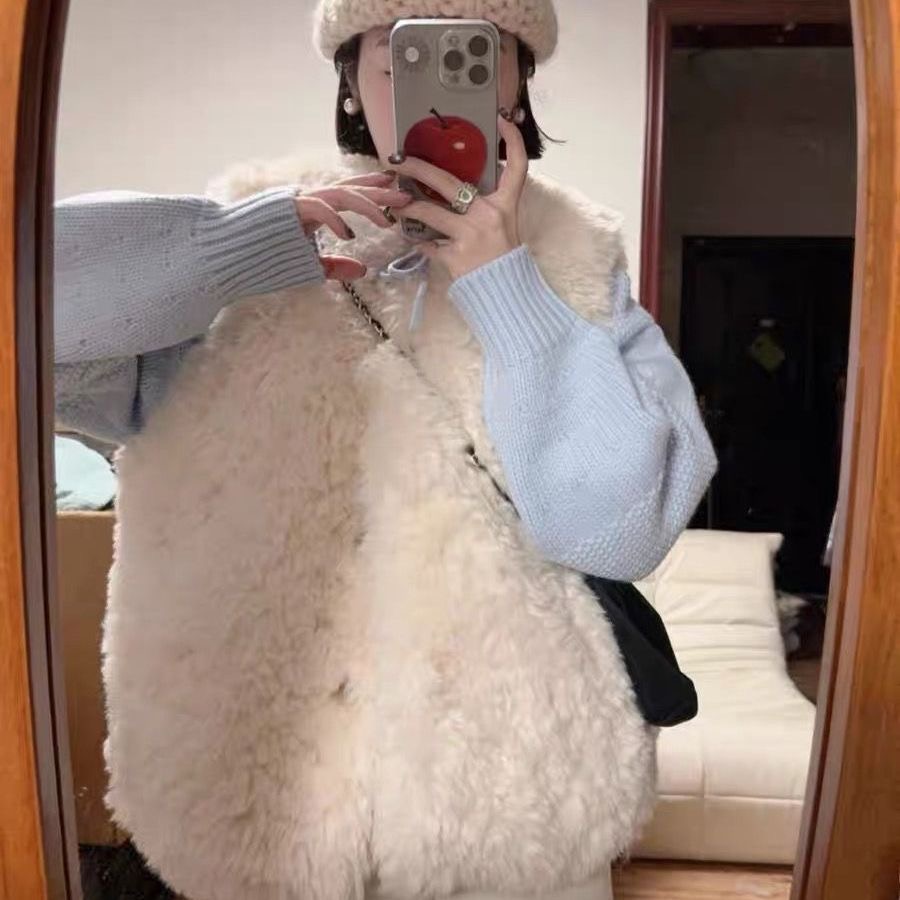 设计感毛绒外套百搭保暖坎肩女