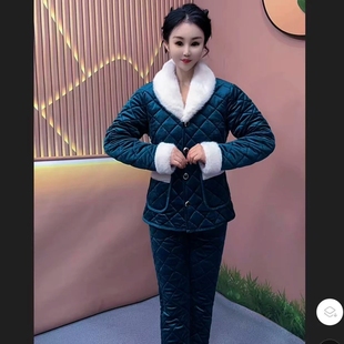 洋气时髦加厚加绒减龄修身两件套冬季翻领套装保暖宽松时尚两件套