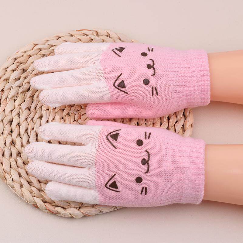 韩版儿童秋冬季宝宝五指手套分指小童保暖男女童小孩加厚学生手套