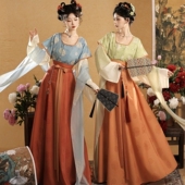 古风中国风仙气飘逸唐代圆领春秋新款 唐制汉服女古装 齐腰襦裙套装