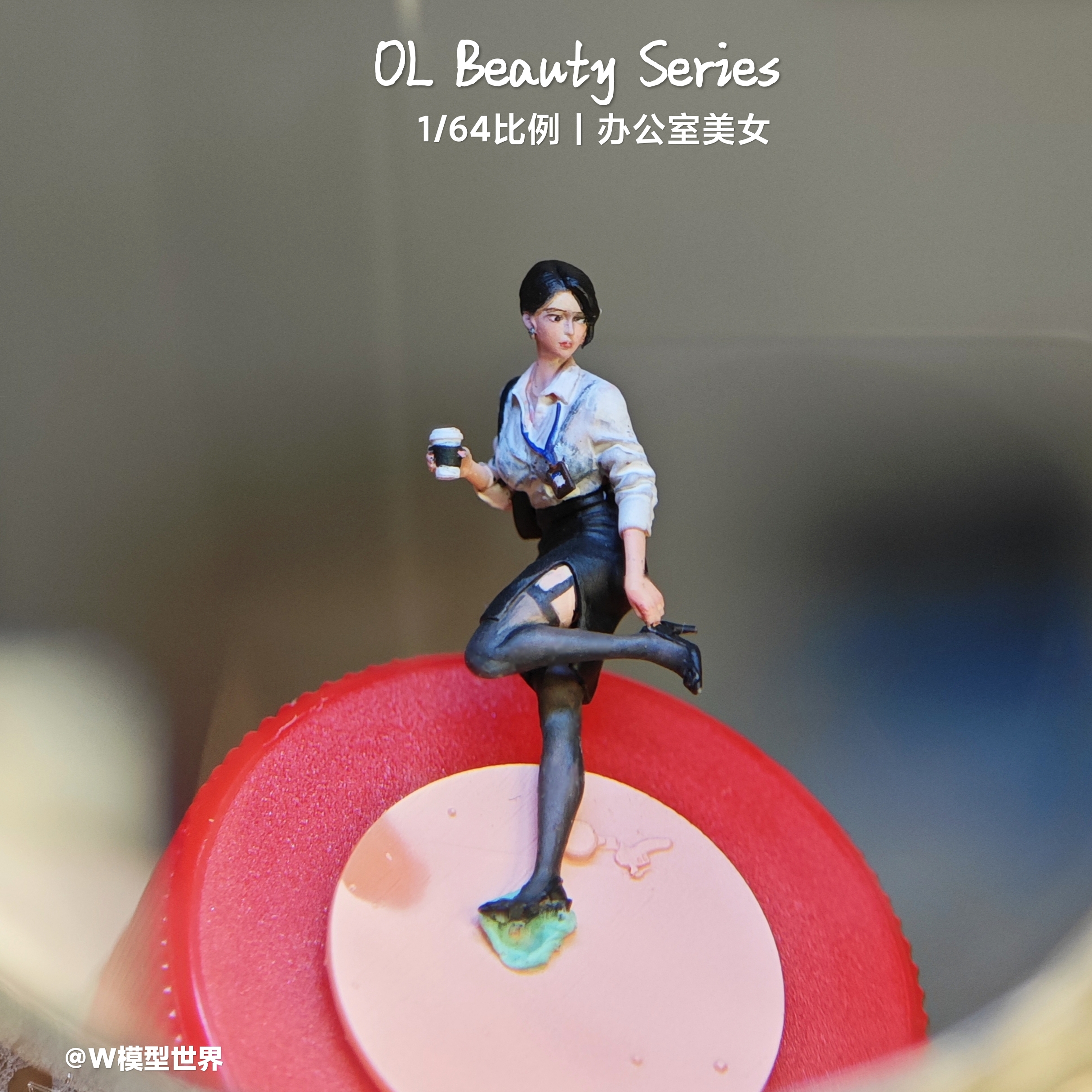 1/64超小办公室美女小手办模型白模微缩场景沙盘手办人偶合金车模