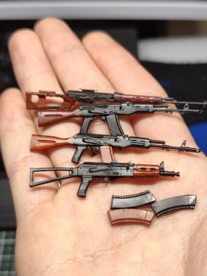 1/18比例AK47全家族兵人武器 卡斯托夫AK74U AKS AKM PKM RPK-17