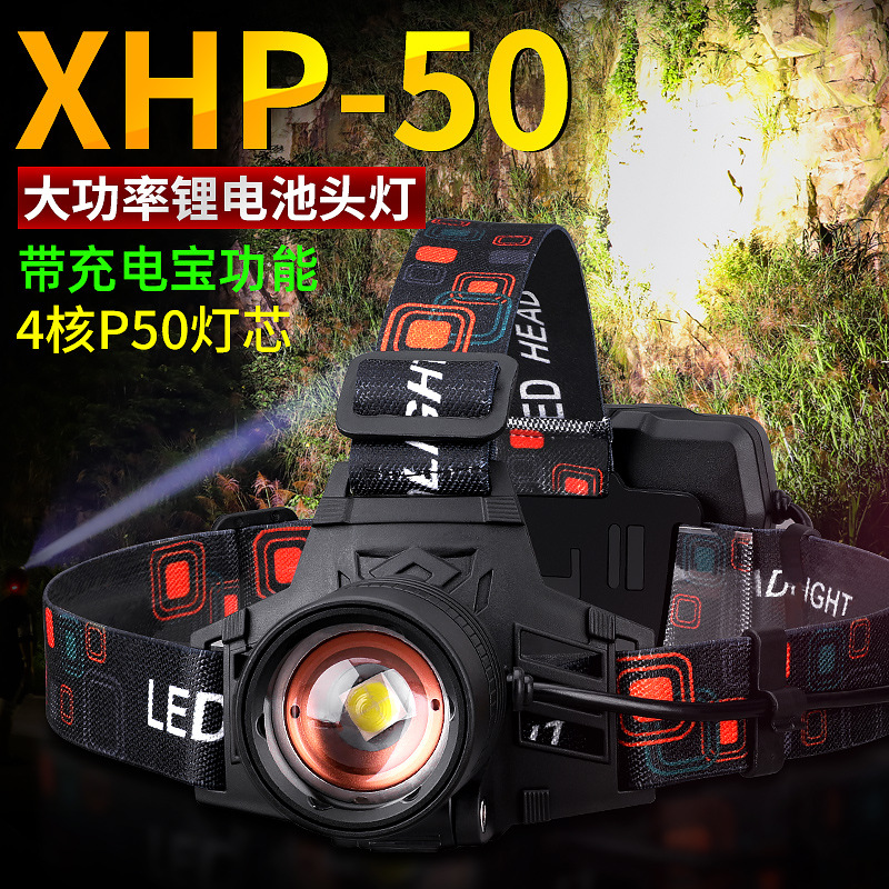 小野人T40头戴头灯强光变焦超亮充电远射多功能工作灯户外照明灯