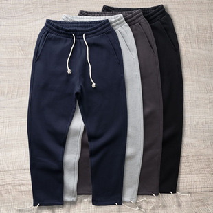 男长裤 重磅美式 纯棉直筒加厚加绒卫裤 男秋冬纯色基础款 复古运动裤
