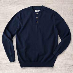 线衣上衣秋季 阿美咔叽美式 男打底衫 亨利领纯棉针织衫 复古套头长袖