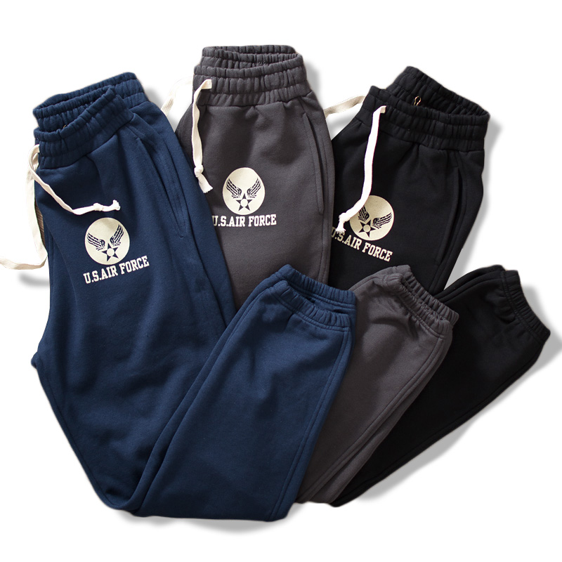 美式复古宽松束脚针织卫裤